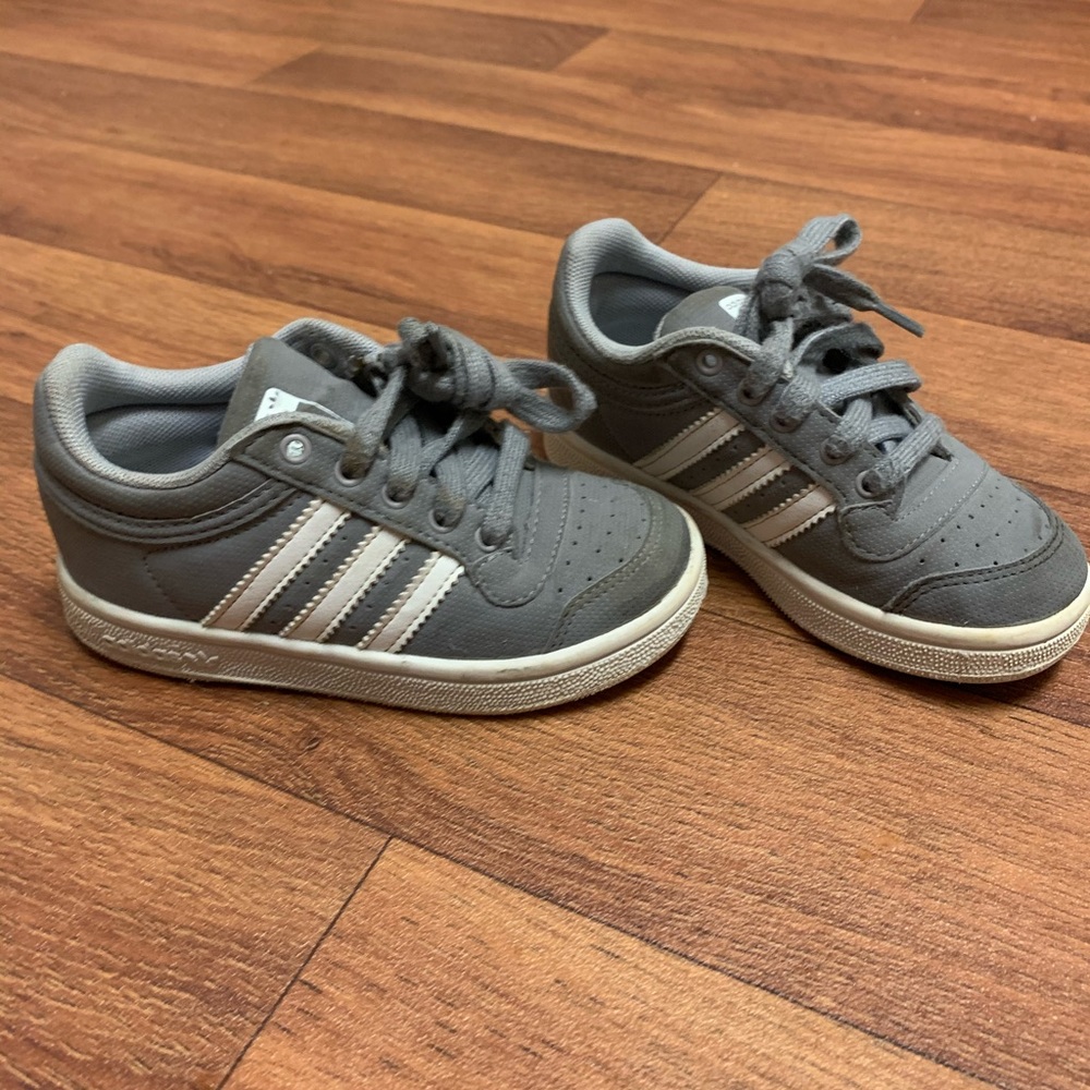 Grey and white adidas sneakers